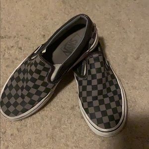 Black and grey Checkered vans
